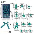 Set da 45 decorazioni natalizie verde acqua con misure dettagliate e quantità per addobbi festivi - 45 Pezzi/Confezione / Set di Ornamenti Natalizi (R3-43 Verde Pino)