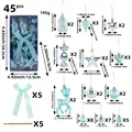 Set di 45 addobbi natalizi blu con indicazione di dimensioni e quantità per ogni pezzo - 45 Pezzi/Confezione / Set di Ornamenti Natalizi (R3-44 Blu Chiaro)