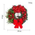 Ghirlanda natalizia da 40 cm con lanterna centrale, poinsettie rosse e bacche decorative - H2-11 Ghirlanda Luce Rossa Grano (40cm)