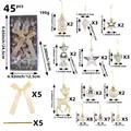 Set da 45 decorazioni natalizie oro champagne con dimensioni dettagliate e quantità. - 45 Pezzi/Confezione / Set di Ornamenti Natalizi (R3-46 Giallo Chiaro)