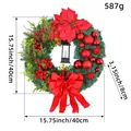 Ghirlanda natalizia da 40cm con fiocco rosso lanterna e stella di Natale per porta d'ingresso - J1-25 Ghirlanda (40cm)