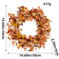 50cm Herbstkranz mit orangefarbenem Laub und Beeren, Gewichtsangabe 317g - Herbstblattkranz-Stil (H1-48)