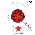 Weihnachtsdekoration Kranz rot schwarz kariert mit rotem Glitzer Sternanhänger Maße - Fünfzackiger Stern