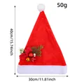 Gorro de Navidad de felpa roja con adornos, tamaño 30x40 cm, peso 50 g. - Estilo de Bola de Navidad (Q2-43)