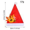 Gorro de Papá Noel de felpa roja con girasol y hojas de otoño, tamaño 40x30cm - Estilo de Girasol (Q2-44)