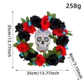 Στεφάνι Halloween Day of the Dead με κόκκινα και μαύρα τριαντάφυλλα και κρανίο - Στεφάνι Κρανίο Με Κόκκινο Και Μαύρο Τριαντάφυλλο (G3-32) / 35cmx35cmx8cm