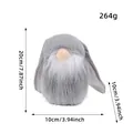 Easter gnome plush doll with bunny ears, grey knitted hat, 20cm height dimensions - Large Ears Grey Bunny Gnome