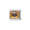 Close-up of DIY modular bracelet charm featuring a blue star on gold background - Bracelet Link Module (Y585) / Blue Pentagram (Y585)
