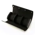Premium black leather watch roll with 3 slots and soft suede lining for travel storage - 3 Slots (Smooth) / Black