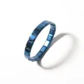 Premium blue stainless steel DIY modular charm bracelet with interior engraving - 18 Sections Per Piece / Blue Polished