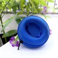 Durable blue circular watch storage case with shockproof textured surface and zipper - Zipper Case / Blue