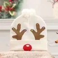 Festliche weiße Strickmütze für Weihnachten mit bunten LED Rentiergeweihen Design - Weißer Mickey Handschuh Stil