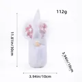 Gnome de Pâques blanc en peluche avec oreilles de lapin, hauteur 30 cm pour cadeau - Gnome Lapin à Carreaux Blanc