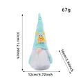 Gnome de Pâques peluche poupée sans visage avec oreilles de lapin décoration 33cm - Gnome Lapin Vert avec Écusson