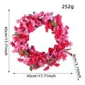Artificial pink and red cherry blossom floral wreath for spring decor, 45cm diameter size - Pink Cherry Blossom (V3-44) / Plum Red Style
