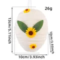 Woven white Easter egg hanging ornament with sunflower details and dimensions - W2-9 White Style / White