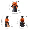 Ensemble de figurines citrouilles d'Halloween miniatures démon, sorcière et gentleman - Ensemble de Figurines Citrouille / Lot de 3