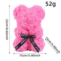Handmade pink PE foam rose bear 22cm height decorative flower bear for Valentine's Day gift - Pink