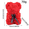 Red handmade PE foam rose bear toy for Valentine's Day gift with size dimensions - Red