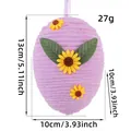 Handmade woven purple Easter egg ornament with sunflower decoration, 13cm height - W2-12 Purple Style / Purple