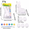 DIY Easter foam bunny and eggs painting craft kit including brush and 6-color paints - Style B (S2-18)