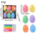 Kit completo de pintura de huevos de Pascua con seis huevos colorados y seis rotuladores - Estilo Huevo Pollito (S2-16) / Juego de 6