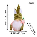 Gnome de Pâques en peluche avec oreilles de lapin, taille 22,5x11,5x8cm, 100g - Gnome en Peluche Verte avec Fleur
