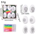 Kit completo de pintura de huevos de Pascua con seis huevos con motivos y plumones - Estilo Huevo Blanco Flor (S2-17) / Juego de 6