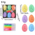 Kit de pintura de huevos de Pascua DIY con seis huevos de conejo y ocho rotuladores - Estilo Huevo Conejo (S2-15) / Juego de 6