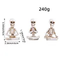Set of three meditating skeleton figurines for Halloween home decor, durable resin material. - Set of 3 Yoga Skeleton Figurines / B3-1 Set