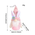 Gnome de Pâques rose fait main avec oreilles de lapin et dimensions du produit - Petit Gnome Rose Tricoté avec Oreilles de Lapin