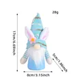 Spécifications de taille pour la décoration de poupée gnome lapin de Pâques bleu - Petit Gnome Bleu Tricoté avec Oreilles de Lapin