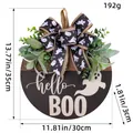 Targa decorativa in legno fantasma di Halloween Hello BOO con nastro nero e fogliame - Stile Nastro Fantasma (BB2-10) / Rotondo 30cm