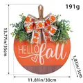 Autumn wooden door sign featuring Hello Fall text and pumpkin bow decoration - Autumn Pumpkin Bow Wood Sign (BB2-14)