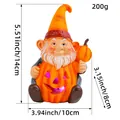 Lichtgevend Halloween kabouter tuinbeeld met pompoen, 14 cm hars dwerg decoratie - Stijl D