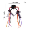 Cerchietto di Halloween in rete con trecce viola e arancioni e grandi fiocchi neri - Floreale Nero