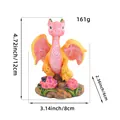 Cute pink resin baby dragon figurine garden ornament, 12cm height measurement detail - Pink Dragon (V2-47) / 12x8x6cm