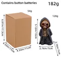 Miniature hooded skeleton figurine with package dimensions and weight details - Style Without Eyeballs (W1-49)