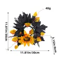 Dekorativer Halloween-Kerzenkranz mit Sonnenblume, 30 cm schwarz-gelber Blumenring Dekoration - Sonnenblume