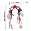 Cerchietto orecchie da gatto Halloween con trecce in rete e dettaglio fiore - Fiore rosso
