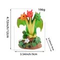 Colorful 3-headed dragon resin figurine garden decor standing 4.72 inches tall by 12cm - Three-Headed Dragon (V2-51)