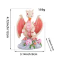 Hand-painted resin dragon figurine with pink wings and flower base, 12cm height - Khaki Dragon (V2-45)