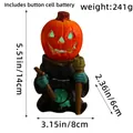 Halloween LED pumpkin knight resin figurine with glowing green light table ornament - V2-61 (Style A-Witch Knight)