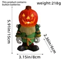 Halloween LED glowing resin pumpkin knight figurine with dimensions and battery info - V2-62 (Style B-Scarecrow Knight)