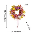 Decorative harvest festival wreath featuring roses and pumpkins for autumn door hanging - Rose Pumpkin Wreath