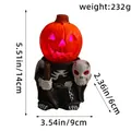 Halloween LED pumpkin knight resin figurine with glowing effect and dimensions info - V2-60 (Style D-Reaper Knight)