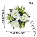 Decorative white rose artificial candle ring wreath with green foliage, 23cm diameter - 23x23x7cm / Green Flower Style (X1-29)