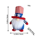 Patriotic Independence Day gnome plush doll with dimensions 18x16x9cm and 58g weight - Red Top Hat Gnome Without Light (C3-9) / 18x16x9cm