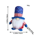 Patriotic July 4th gnome plush with stars and stripes hat, 18cm height dimensions - Blue Top Hat Gnome Without Light (C3-10) / 18x16x9cm