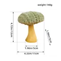 Handcrafted gypsum and plush mushroom decorative ornament with detailed size and weight specs - Mushroom Ornament (V1-54) / 11cm x 11cm x 12cm / Green